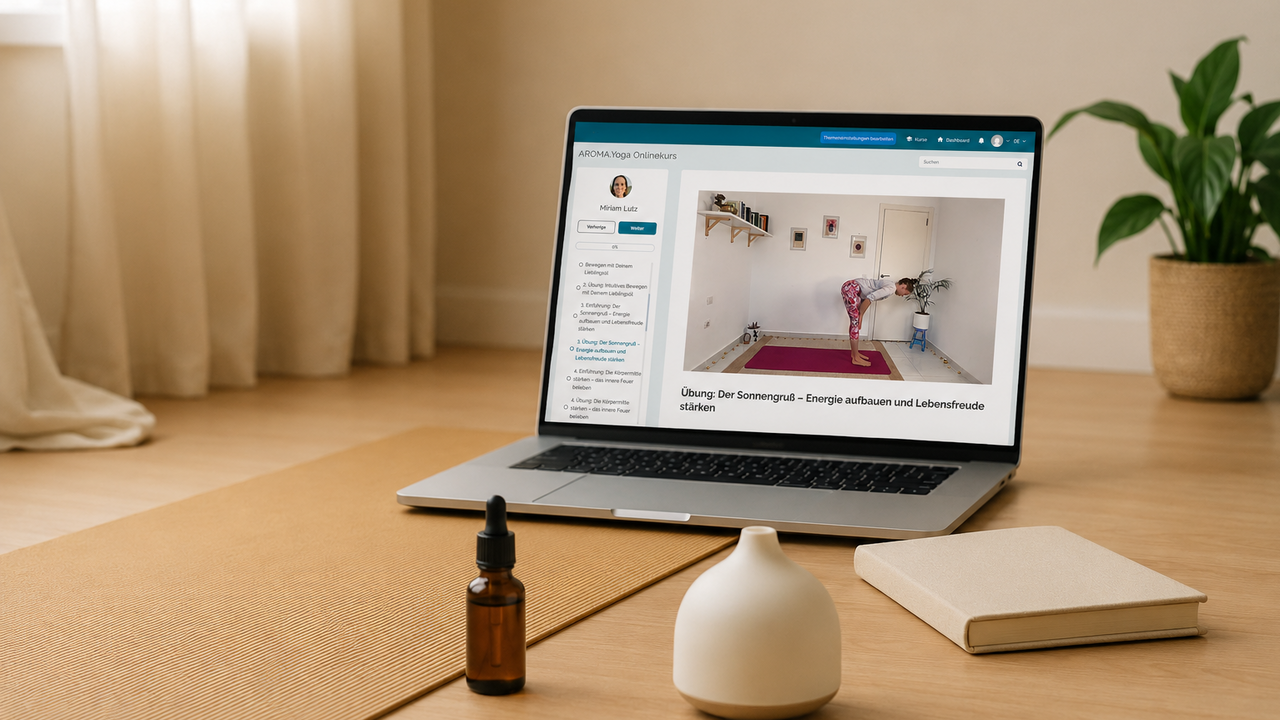 Ruhiges AROMA.yoga Hero-Bild zum Thema Jetzt mit AROMA.yoga starten.